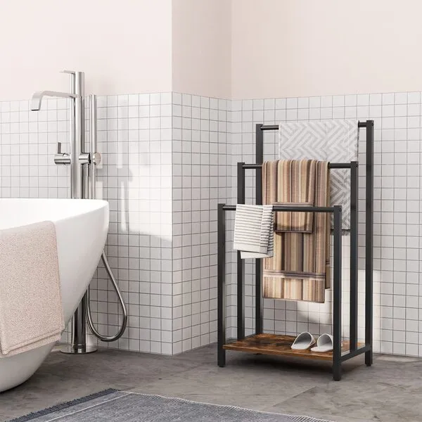 HOOBRO Free Standing Towel Rack, 3 Tier Blanket Rack, Blanket Holder for Bathroom, 16.9