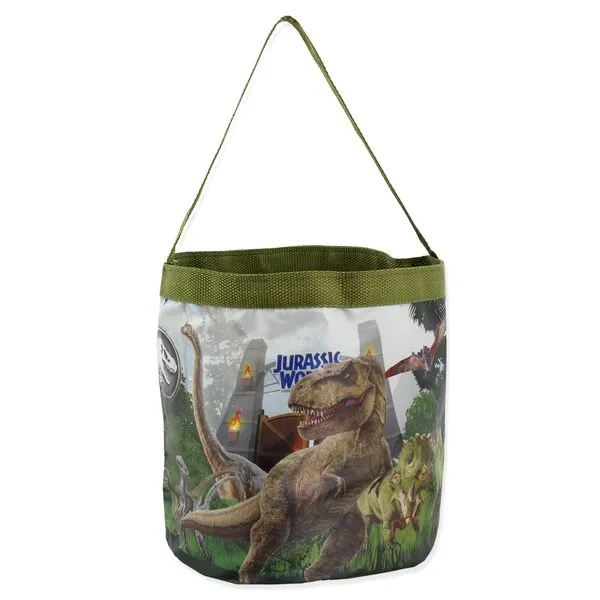 Jurassic World Dinosaurs Collapsible Nylon Basket Bucket Tote Bag