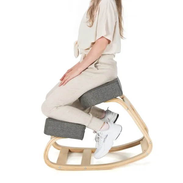 Giantex Kneeling Chair, Wood Posture Chair, Max Load 330 Lbs, Rocking Knee Chair with Soft Cushion, Natural Relief for Back, Shoulder or Neck Pain, Ergonomic Kneeling Chair for Office Home