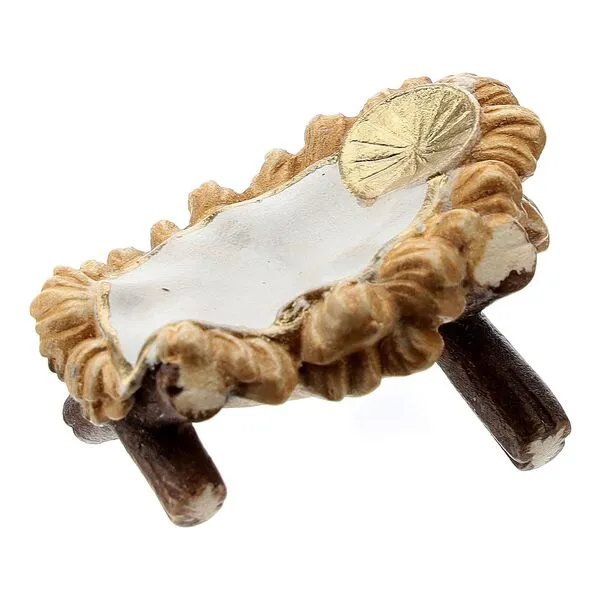 Cradle for Baby Jesus in Painted Wood for Kostner Nativity Scene 9.5 cm