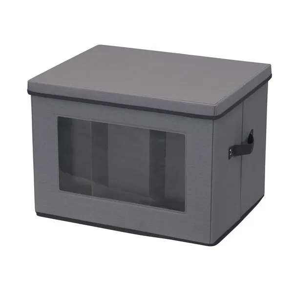 Household Essentials Tall Wine and Bottle Storage Chest, Gray